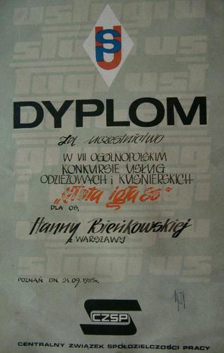 dyplom Złota Igła 1985